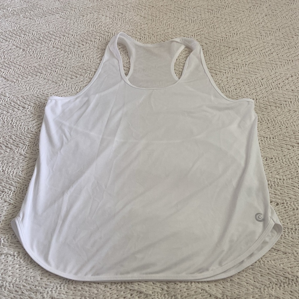 Calme Johnny Was Racer Back Tank Top Women Activewear Athletic White XL